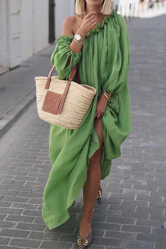 Ideas How To Wear A Straw Bag