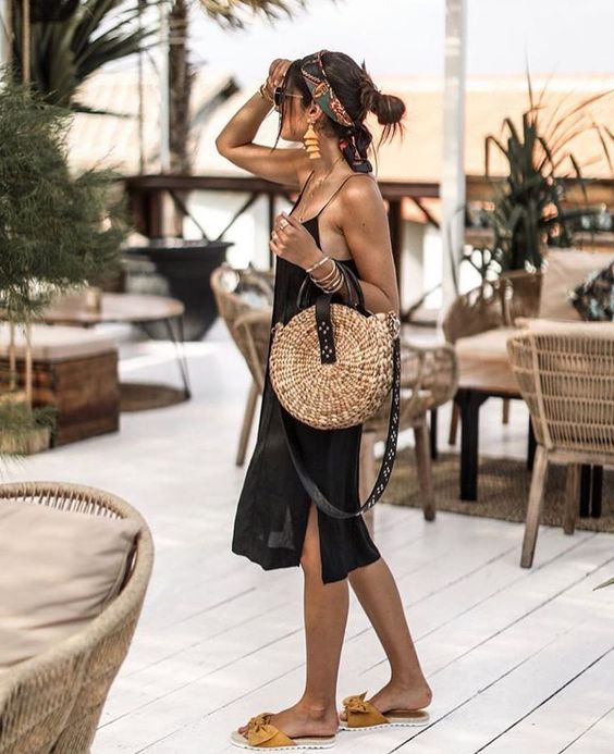 Ideas How To Wear A Straw Bag